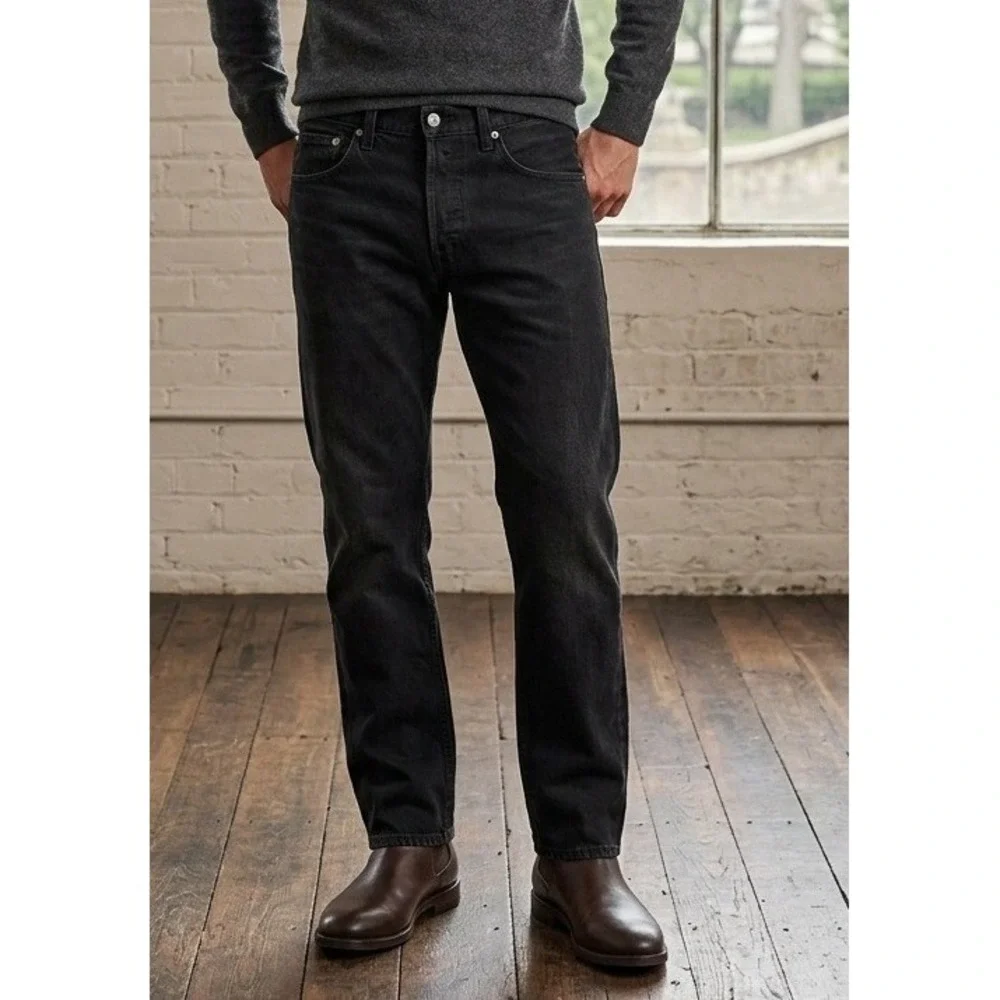 Levi's 501 Original Fit Denim Jeans Men's 33x30 Black Button‎ Fly Straight Leg